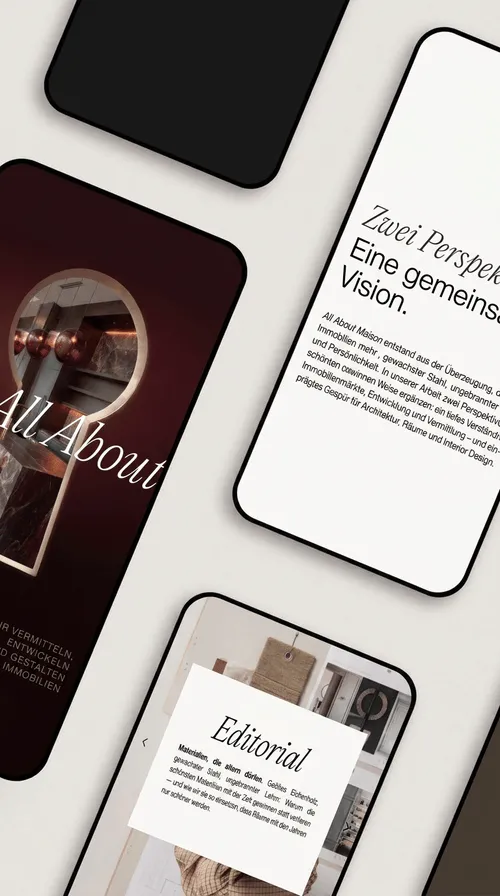 All About Maison Website – Zwei Perspektiven und Editorial
